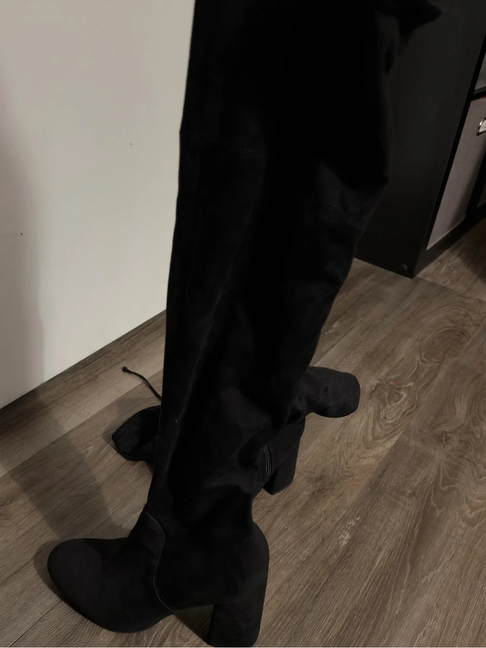 Black Over-the-Knee Block Heel Boots
